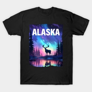 Alaska Nothern Lights Wildlife T-Shirt